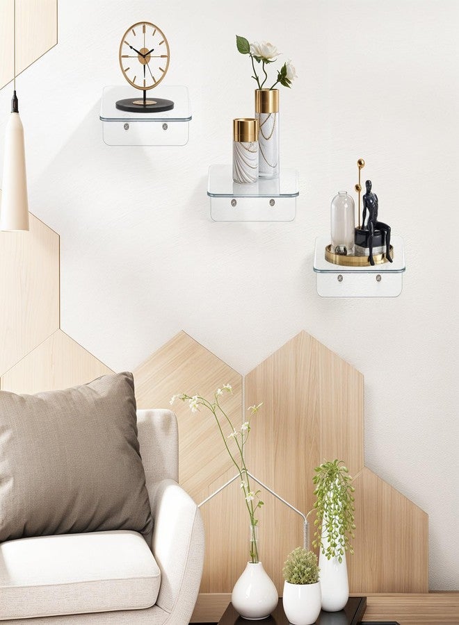 Lemecima 16 Pack Acrylic Small Shelf, Mini Floating Wall Shelf, Wall-Mounted Storage Shelves, for Pop Figures,Plant, Picture Photo Modern Wall for Office Bedroom Living Room, Clear - Image 3